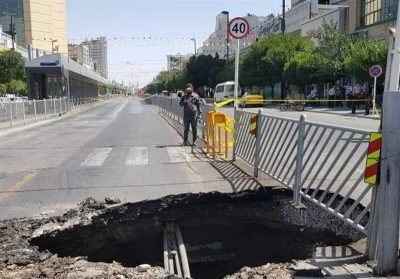 نشتی خط لوله ۴۰۰ میلیمتری انتقال آب شرب اصفهان به علت نشست زمین